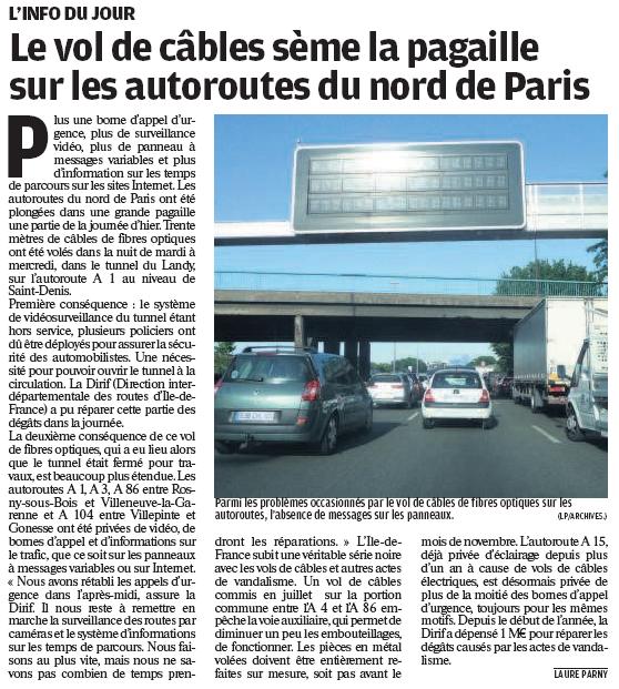 Article Parisien - vol de câbles - 160910